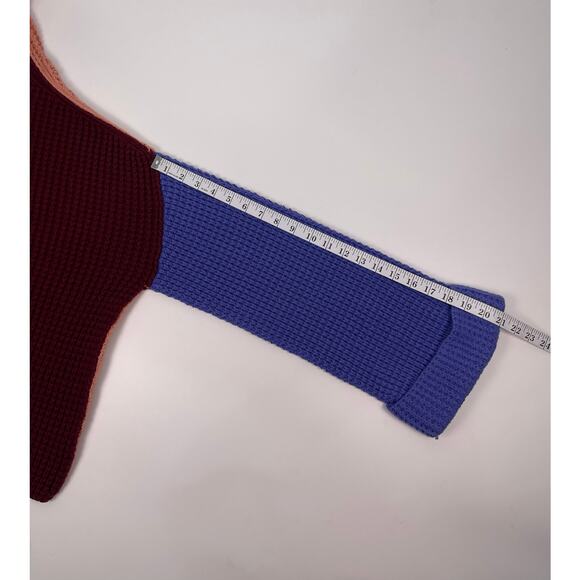 Free People Park City Color Block Knit Pullover Sweater Chunky Knit Size Large - Picture 10 of 10